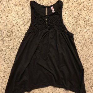 Black high neck lace tank